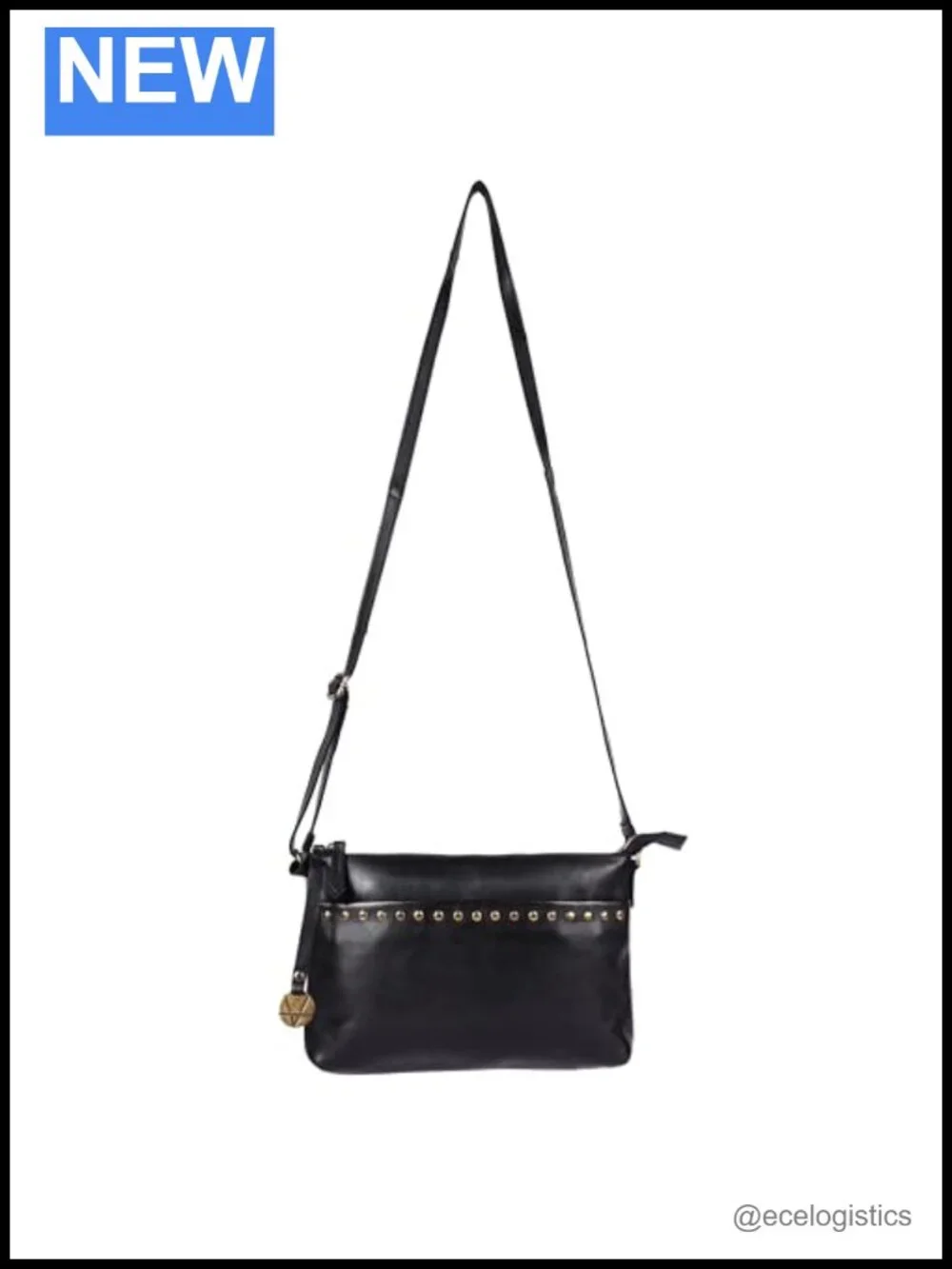 Italian Leather Boho Studded Crossbody Shoulder Bag